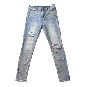 Express Jeans Womens 8R Blue Skinny High Rise Distressed Ripped Denim‎ Stretch